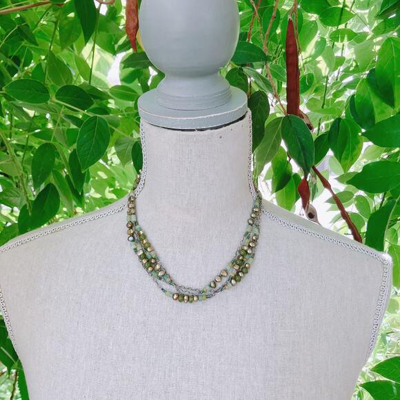 Silpada N1683 Sterling Silver Green Pearl Adventurine Jade Multi-Strand Necklace - Picture 3 of 11